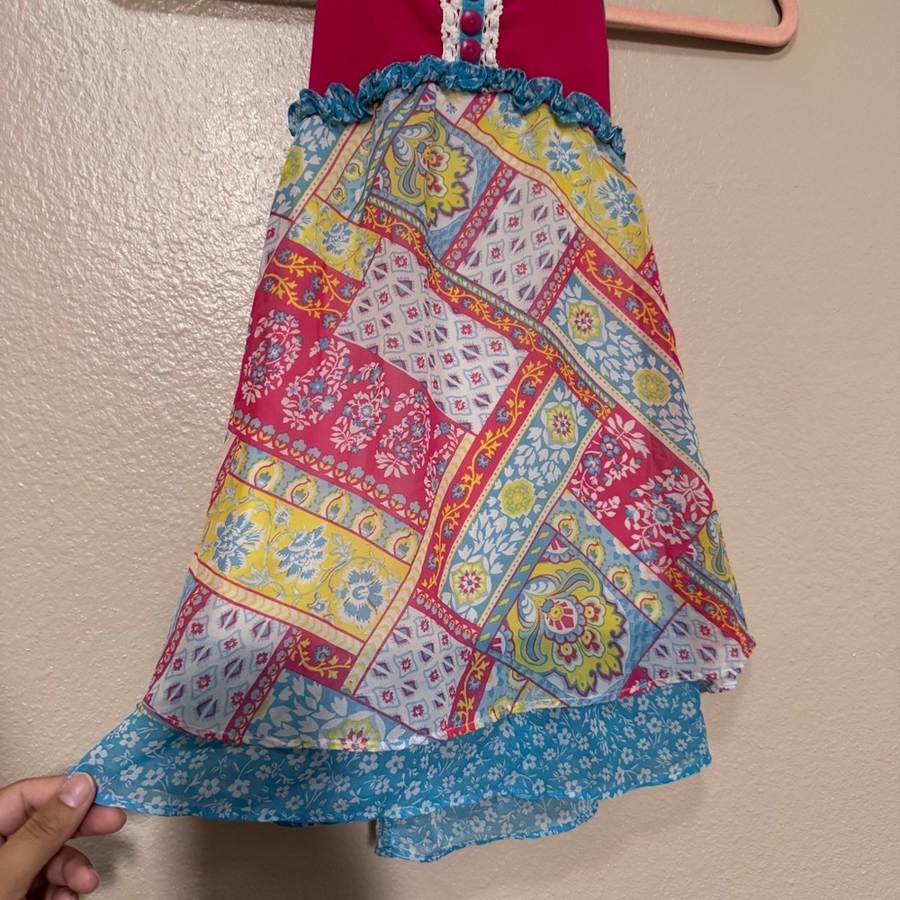 VINTAGE Jona Michelle Colorful Patchwork Kids Top - Picture 3 of 6